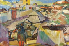 Fredy Fehr, Frau am Brunnen in Herradura, Öl auf Leinwand, 81 x 100 cm