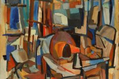 Fredy Fehr, Kubistisches Interieur, Öl auf Leinwand, 120 x 84 cm