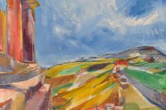 Fredy Fehr, Tempel mit Landschaft Agrigento, Öl auf Leinwand, 80 x 98 cm
