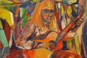Fredy Fehr, Mädchen mit Gitarre, Öl auf Leinwand, 115 x 64 cm