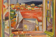 Fredy Fehr, Blick aus dem Fenster über Sanary, Öl auf Leinwand, 130 x 95 cm