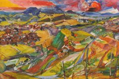 Fredy Fehr, Blick auf Morbio von Castel San Pietro, Öl auf Leinwand, 121 x 195 cm